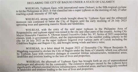 Baguio declares state of calamity due to effects of Egay.